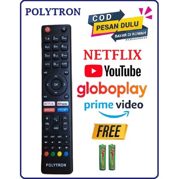 Remot TV POLYTRON NETFLIX Youtube Remot Grade Ori Free Baterai