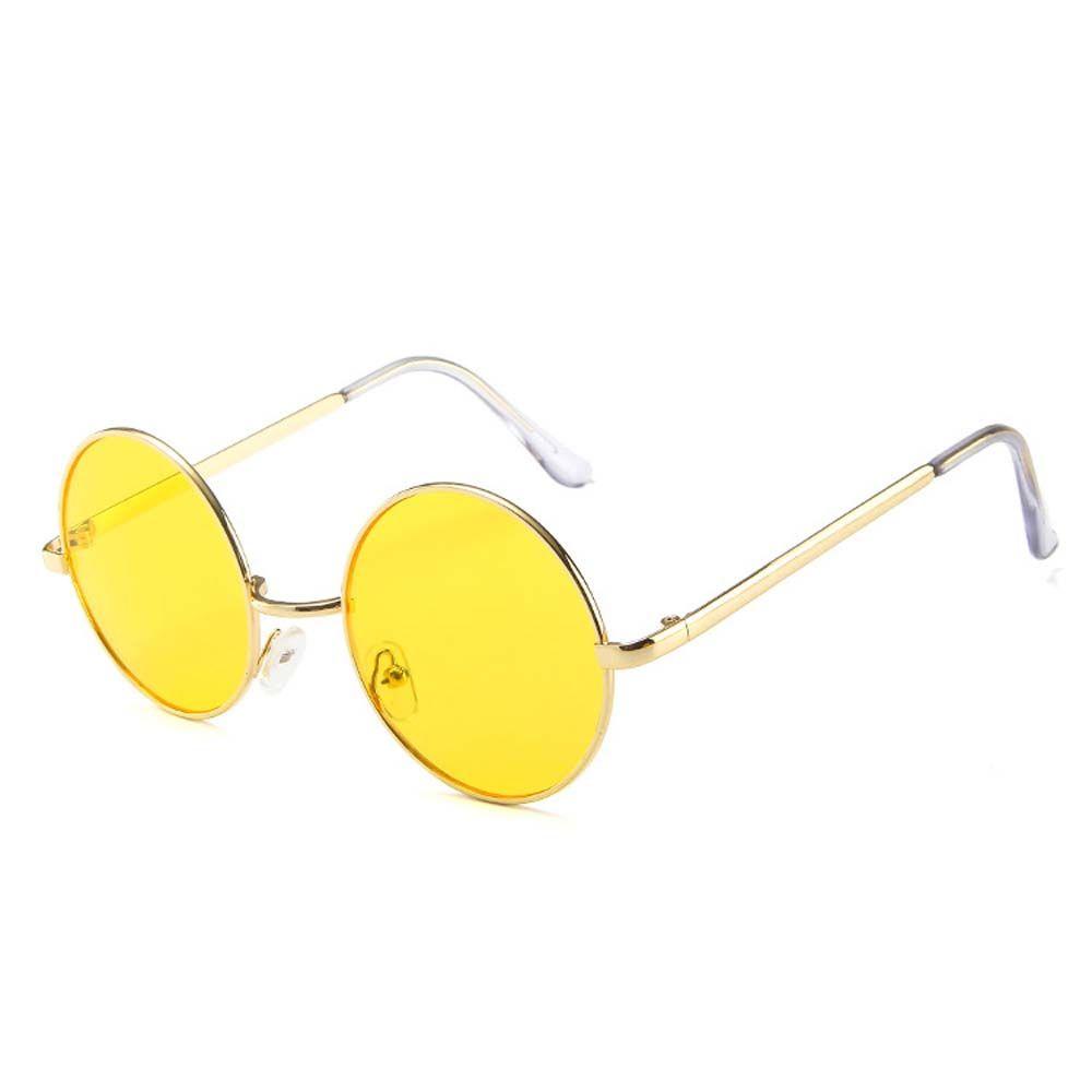 Mxbeauty Kacamata Bulat Fashion Warna Silver Retro Bingkai Bulat Warna Emas Lensa Gradasi Bingkai Logam Hitam Pria Sunglasses