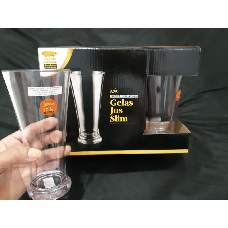 875 (6pcs) Gelas/Cangkir/Mug  Melamin Jus Slim 420ml Golden Dragon