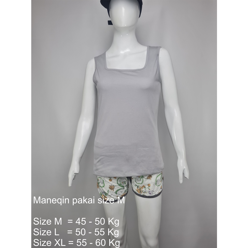 Singlet - Tank Top Wanita Katun Casual Abu Sedang