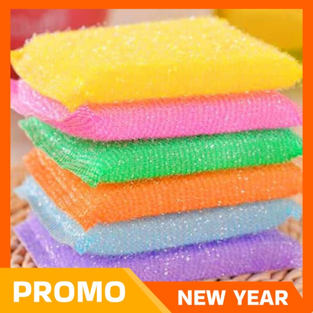 Spons Cuci Piring Metalic Warna Warni/ Sponge Sabut Jaring/Spons Cuci Piring Busa Jaring/ Busa Spons Cuci Piring Warna Warni/Spons Busa Serbaguna Alat Dishwashing Dapur Masak Busa Serbaguna