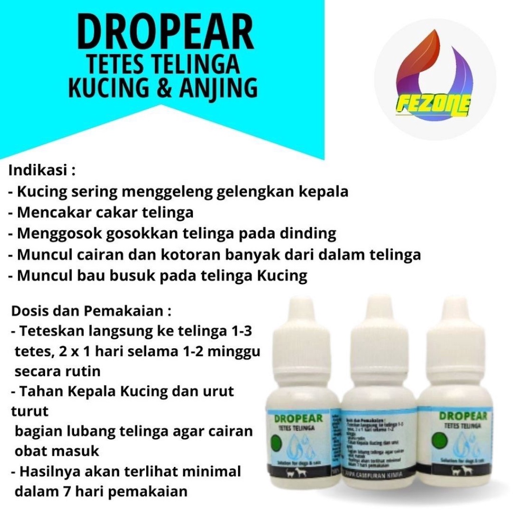 Obat Tetes Telinga Hewan Kucing Anjing 10ml FEZONE