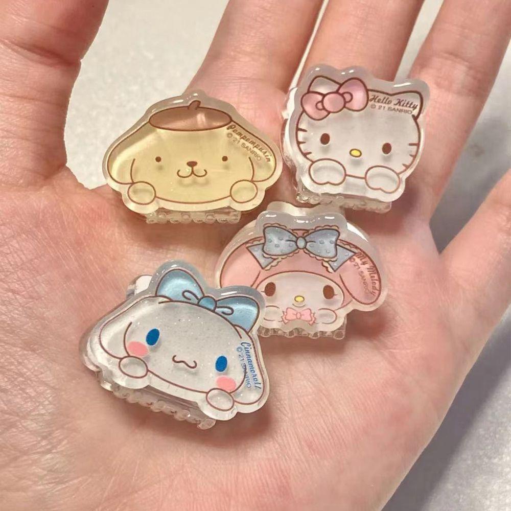 Agustina Women Hair Claws Aksesoris Rambut Manis Kuromi Kitty Cat Cinnamoroll Akrilik Kecil Ponytail Holder