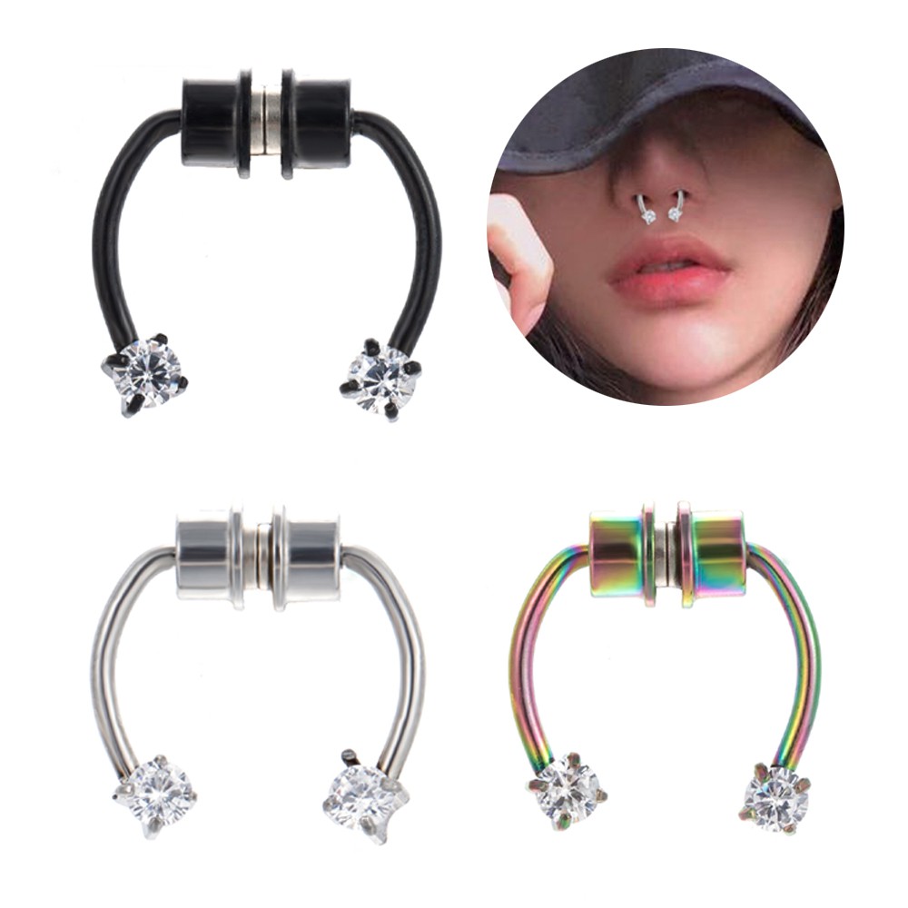 3 Pcs Klip Hidung Palsu Magnetik Bahan Stainless Steel Dapat Digunakan Kembali