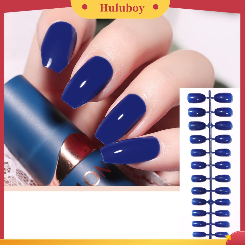 Huluboy Huluboy♡ 24pcs / Lembar Kuku Palsu Buatan Bahan Plastik Tahan Gores Tahan Jatuh Untuk Profesional