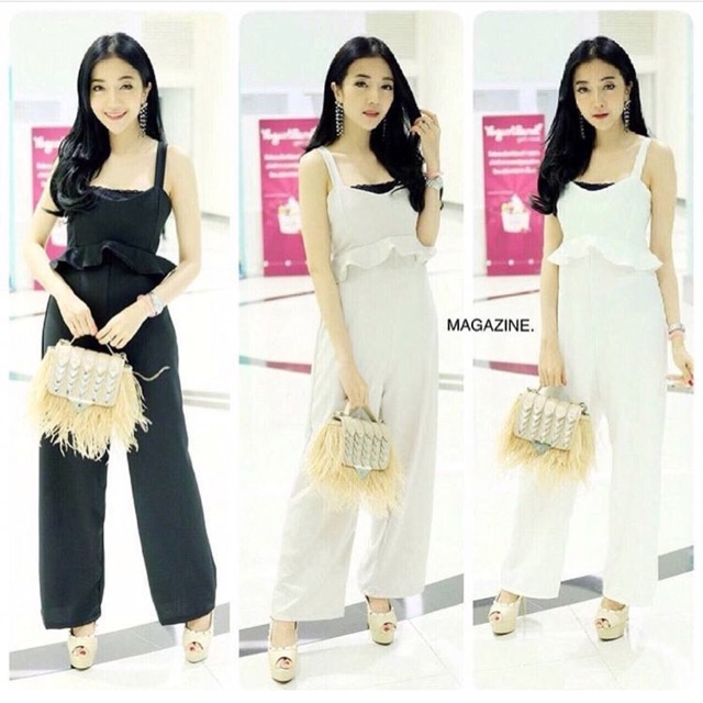 Jumpsuit putih freesize barang import premium bangkok
