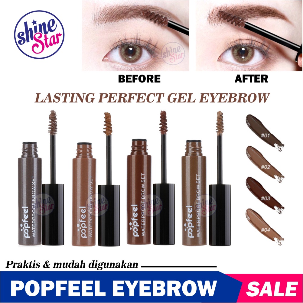 SHINE STAR - [COD/BAYAR DI TEMPAT] Popfeel Eyebrow Gel Waterproof Long Lasting Eyebrow Cream Tint Cosmetic Tools Halal 4 Varian / Pensil Alis Mascara Waterproof Tahan Lama