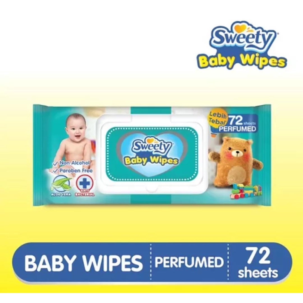 Sweety Baby Wipes Perfumed isi 72 sheets/Tisu Basah Bayi isi 72 lembar