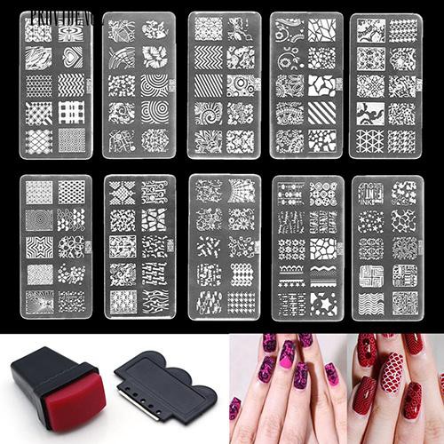 Nail Art Polandia Manicure Gambar Stamping Template Plate Scraper.