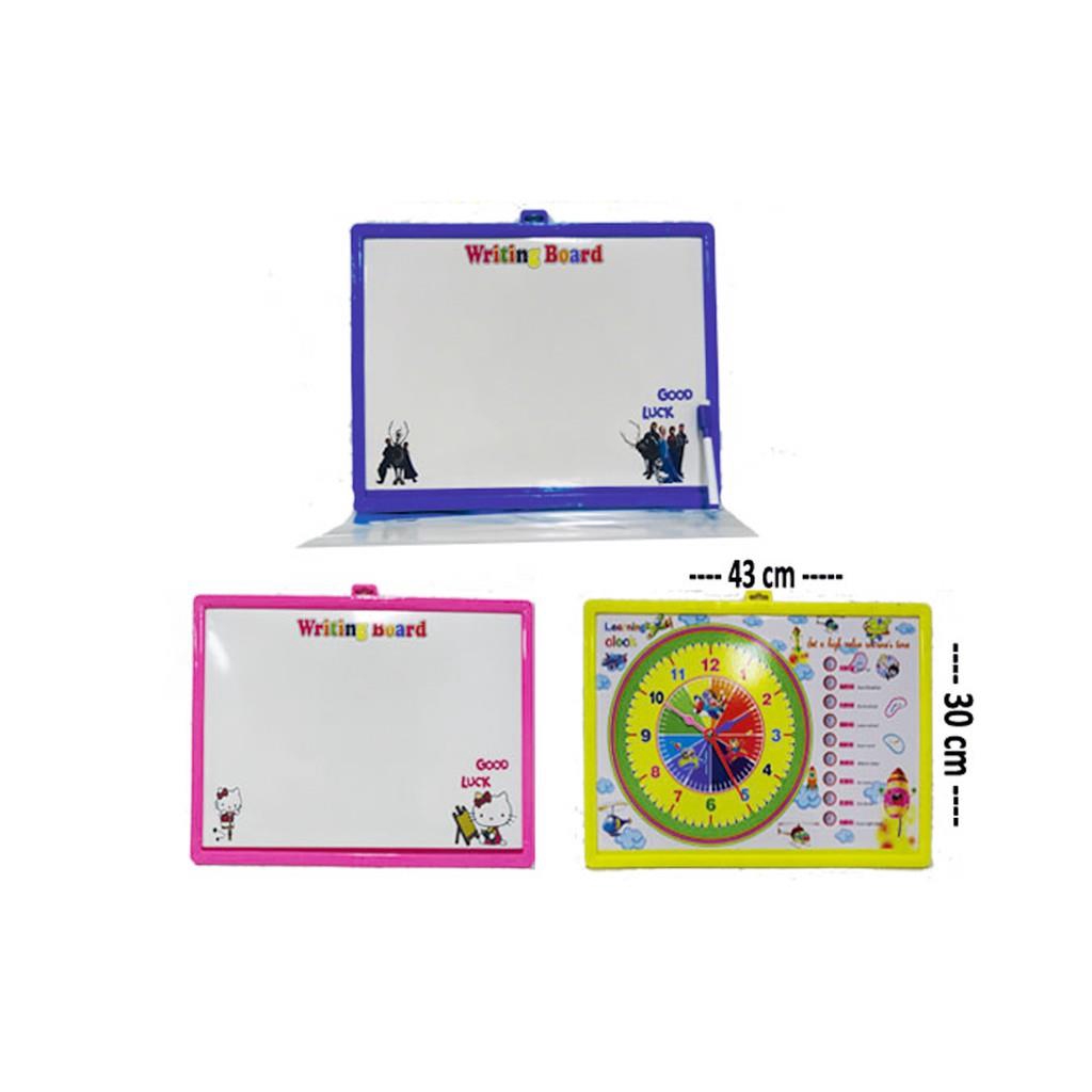 Sekawantoys Mainan anak Papan Tulis Anak Karakter Kartun (B)+Jam Free Spidol+Penghapus ( SKW.904D )