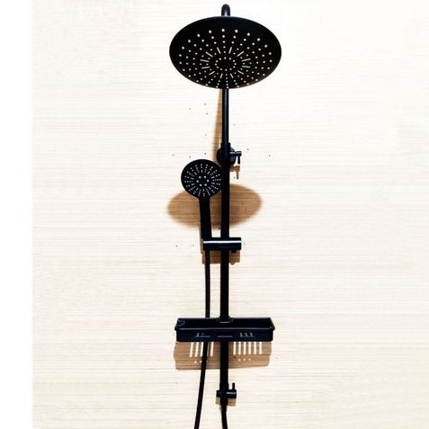 SHOWER TIANG BULAT HITAM DINGIN. SHOWER COLUMN BULAT HITAM SINGLE
