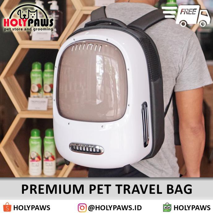 Tas Ransel Hewan Anjing Kucing Astronot Transparant Pet Carrier Petkit - Putih