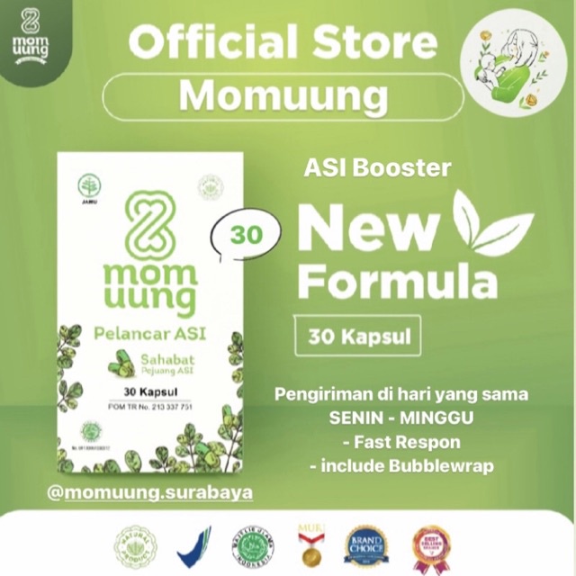 MOM UUNG ASI BOOSTER / BPOM halal HERBAL/ momuung / pelancar asi MOMUUNG SURABAYA