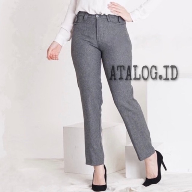 Celana Bahan Kerja Wanita Highwaist Kantor Formal Dasar Kain Premium Strech . Office Pants Slimfit Standart S-5L