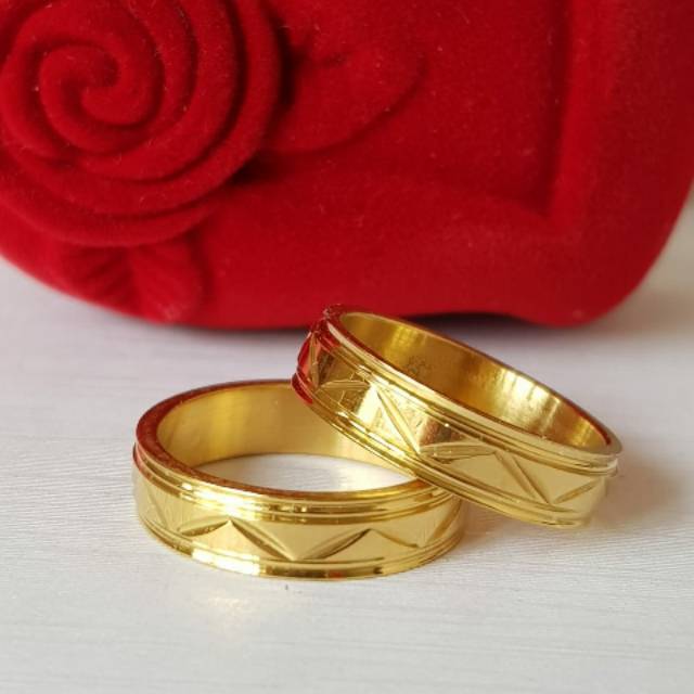 Couple &amp; Single Ring Titanium Gold Antikarat Cr Ga 4