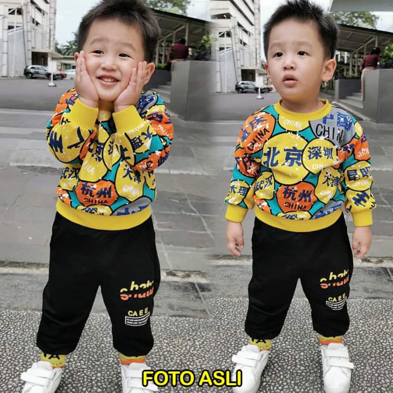 Baju Setelan Anak Laki Laki Mandarin Yellow