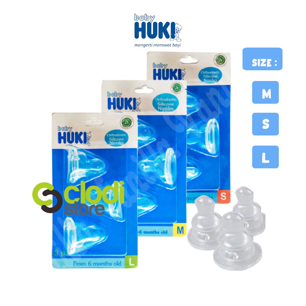 Jual Huki Orthodontic Silicon Nipples Blister Dot Gepeng isi 3 HUKI 3