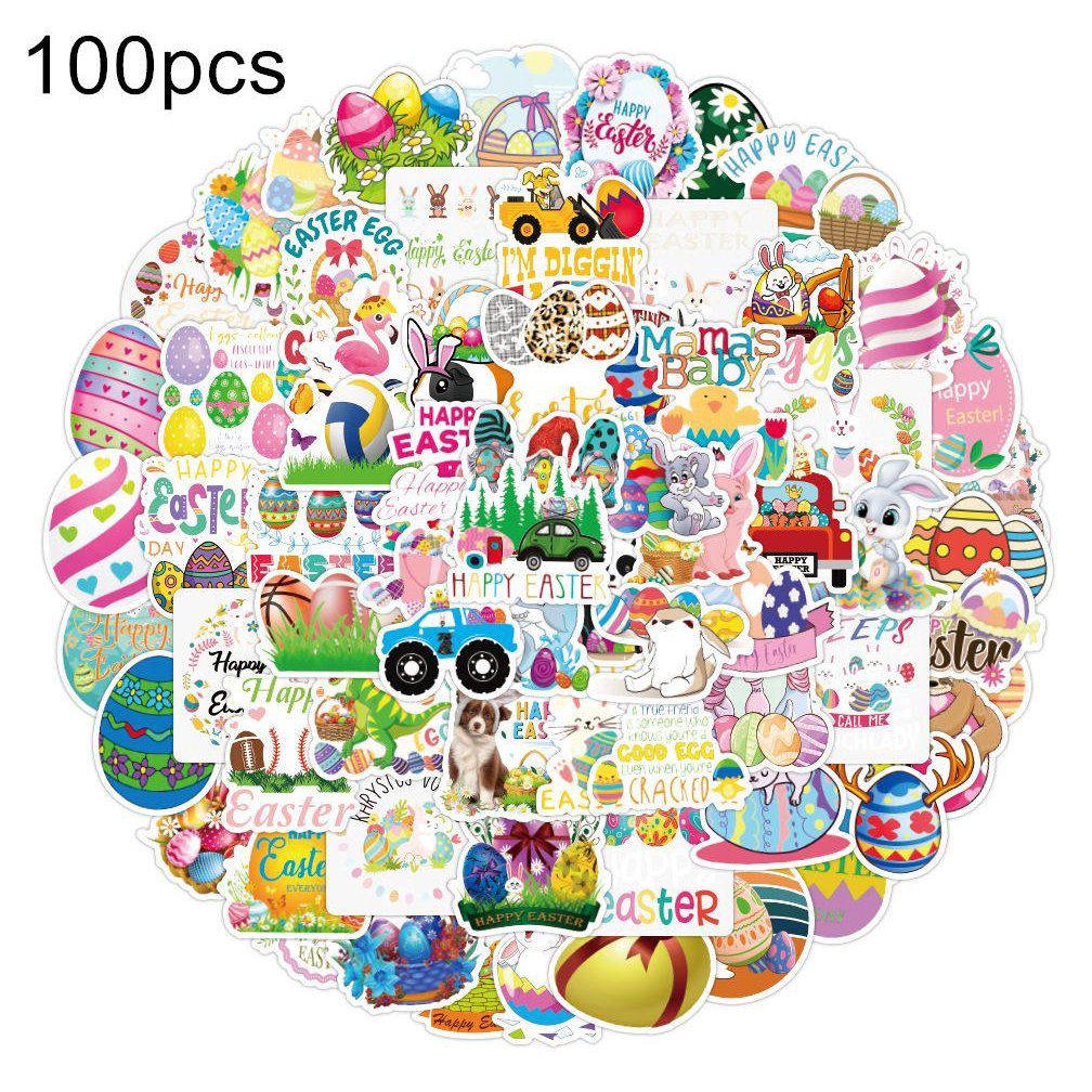 R-flower 100pcs Easter Stiker Diary Kulkas Kelinci Bunny Laptop Scrapbooking Phone Kawaii Laptop Sticker