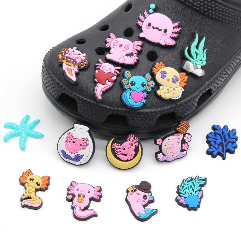 imut salamander Crocs wanita charms Jibbitz sendal pin Aksesoris DIY Bahan Untuk Dekorasi Sepatu Hadiah pria