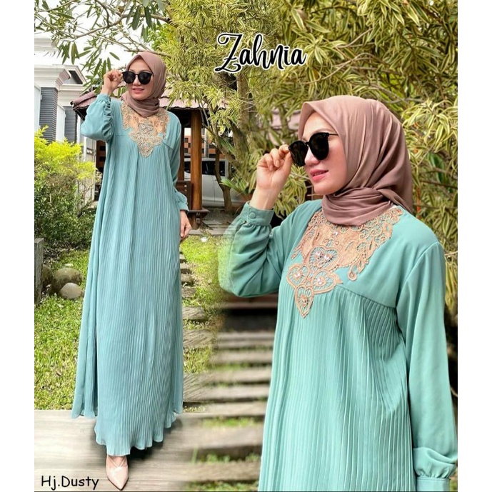 Zahnia Maxy, GAMIS WANITA MUSLIM SUPER CANTIK FIT XXL LD 114 BAHAN CERUTTY BABYDOLL ARMANI FULL FURING MIX RENDA