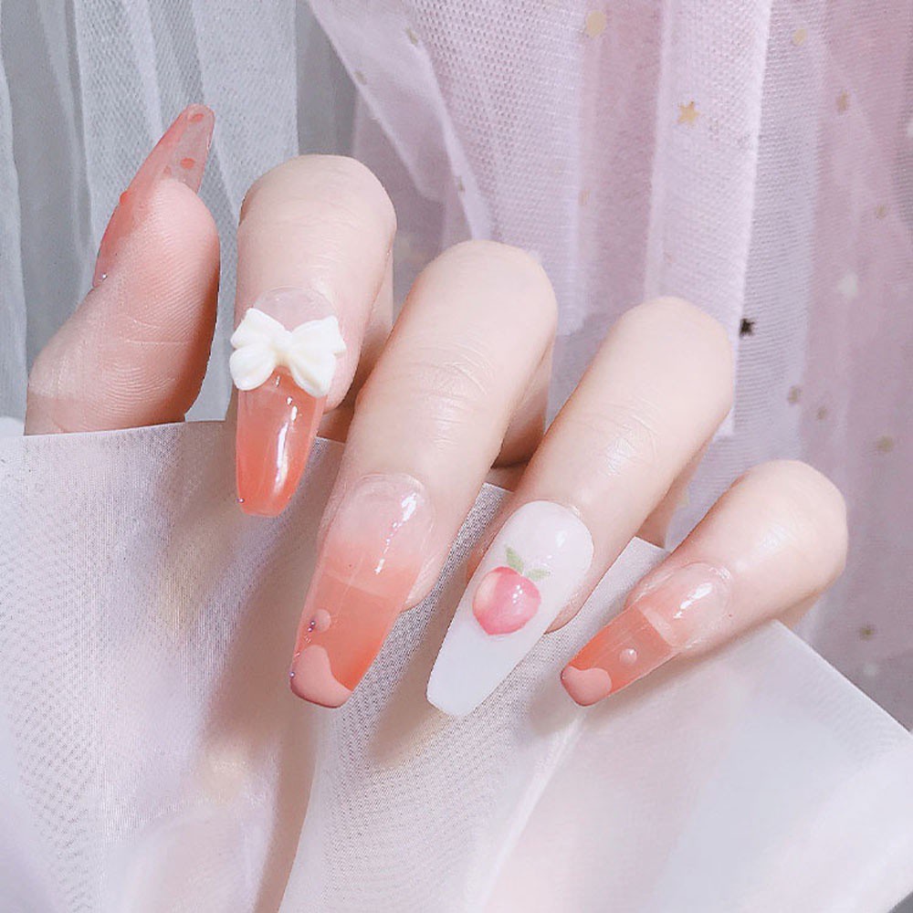 Mxbeauty Stiker Kuku Motif Buah Peach Gaya Jepang Untuk Dekorasi Nail Art / Manicure Diy