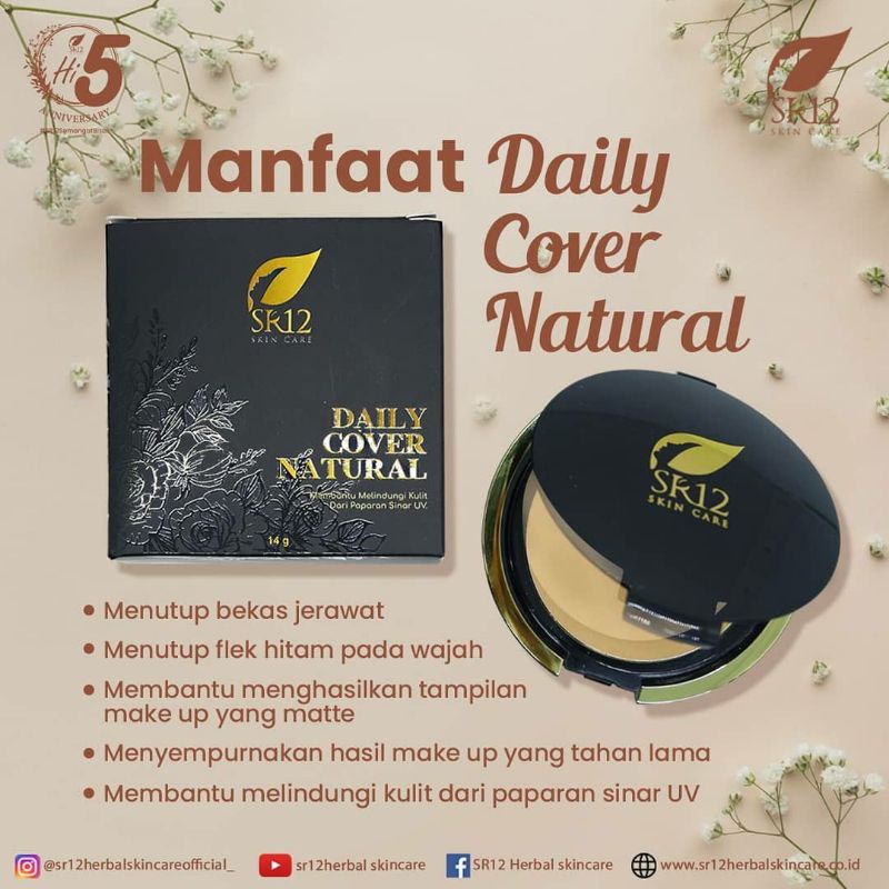 Compact Powder Natural Kombinasi Bedak & Foundation Penutup Bekas Jerawat dan Flek Hitam Wajah Wanita Terbaik Asli BPOM Murah-Natural