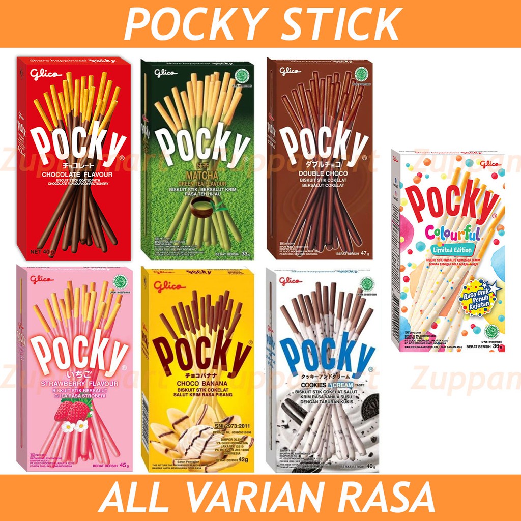 

(PROMO) Glico Pocky 47G Snack Biskuit Stick chocolate double choco matcha strawberry cookies & cream warermelon banana coconut coklat stroberi pocky besar G cookies and cream pocky love