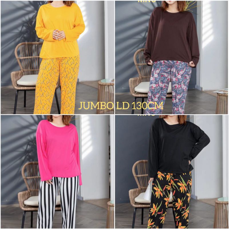 BAJU TIDUR WANITA IMPORT JUMBO / STELAN PANJANG PIYAMA WANITA BIG SIZE