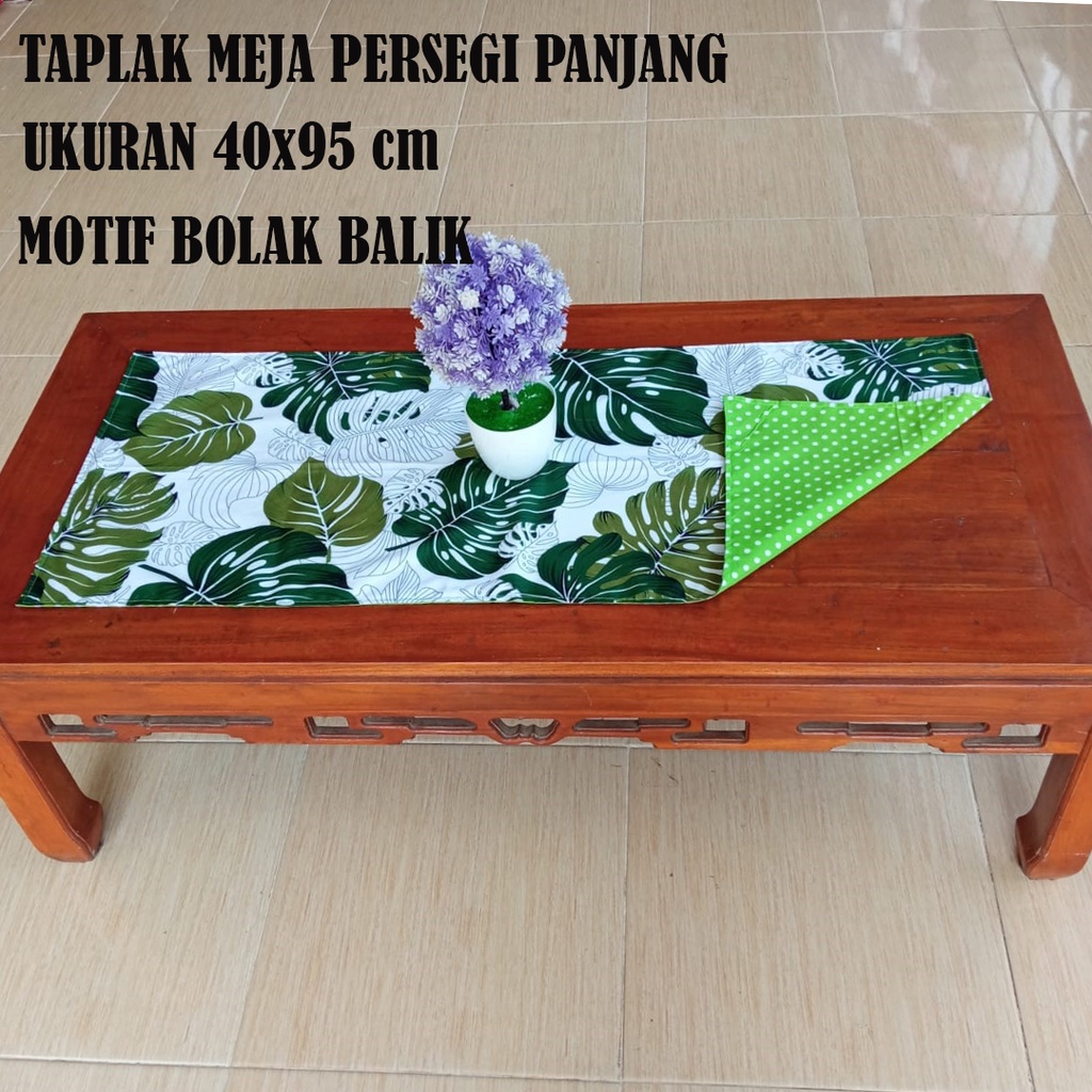 Taplak Alas Meja Tamu Minimalis Persegi Panjang Ukuran 40x95cm Motif Bolak Balik Dekorasi Perlengkapan Rumah