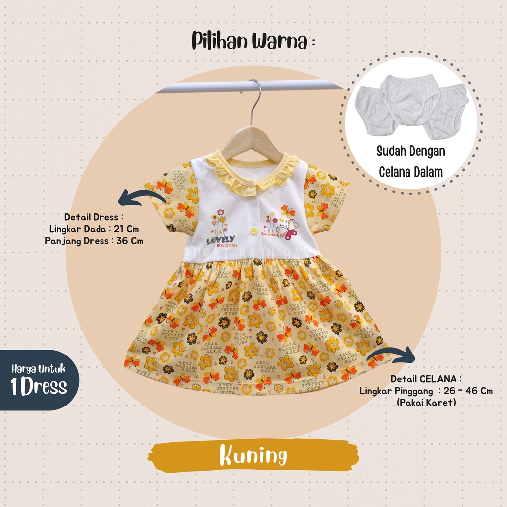 SALE 7.7 Dress Bayi Perempuan 0 - 3 Bulan merk Bona motif butterfly