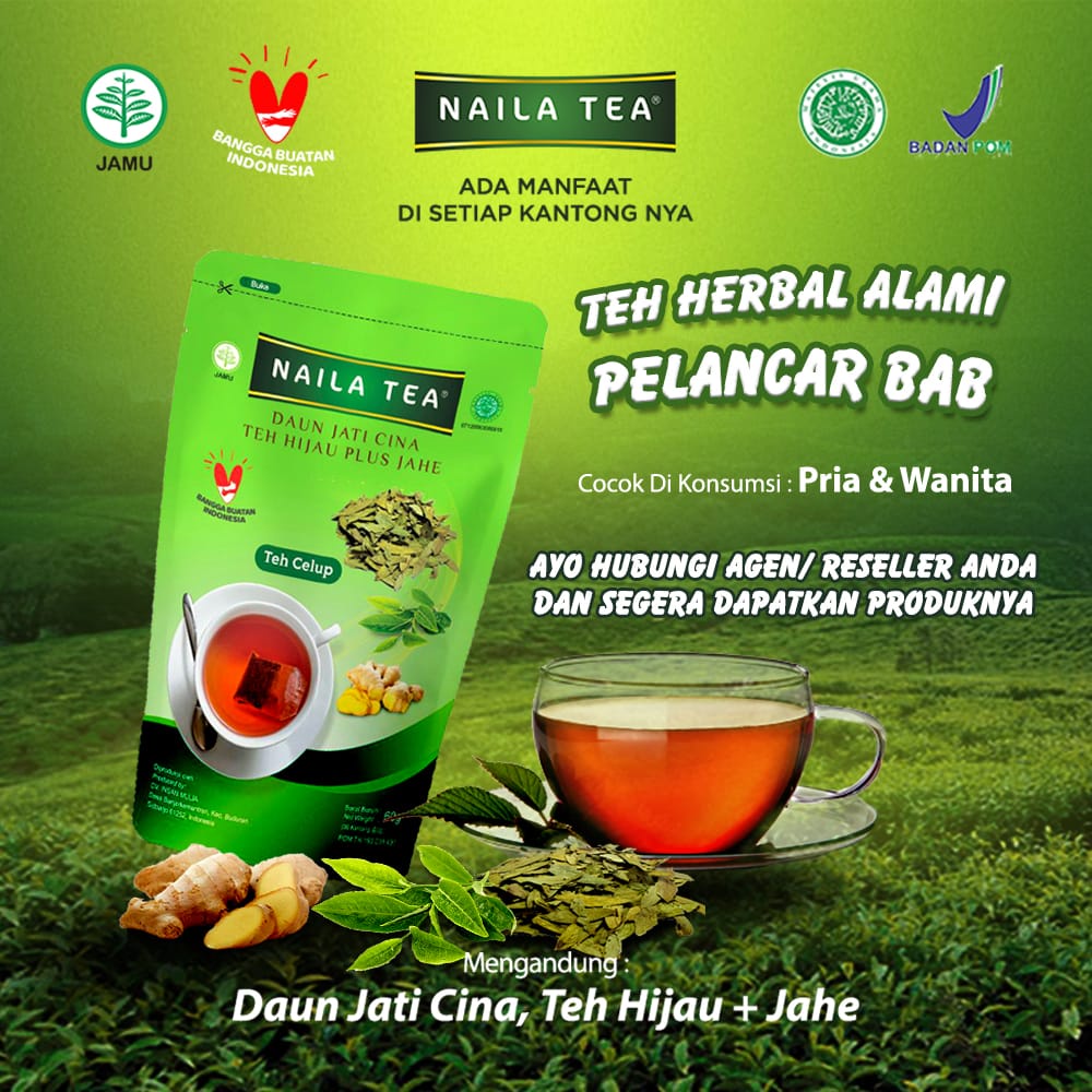 Promo 3in1 Teh Celup NAILA TEA Herbal BPOM Ekstrak Jati Cina Kunyit Temulawak Manggis Sirsak Jahe