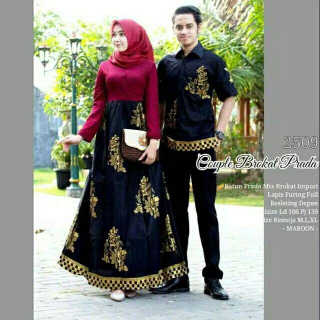 Maura Couple - Sania Ruffle Batik Couple Ori Ndoro Jowi Dnt Sarimbit Kebaya Couple Brukat Prada 2509