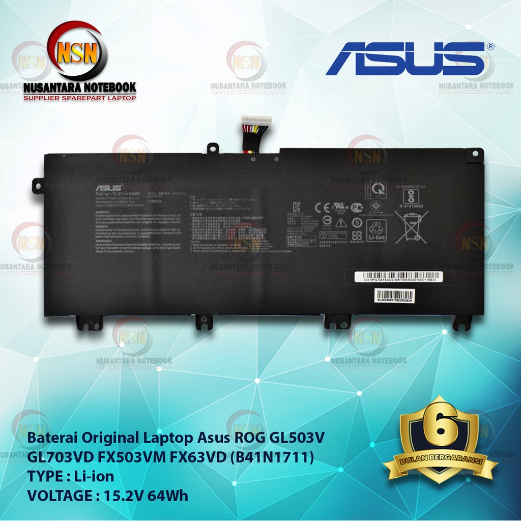 Baterai Original Asus ROG GL503V GL703VD FX503VM FX63VD B41N1711 Ori