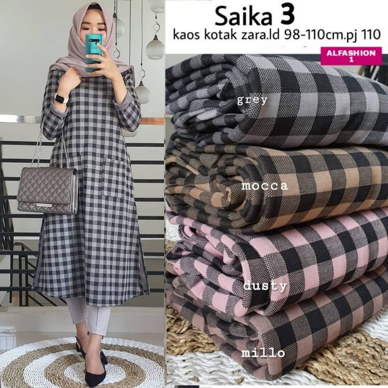 Saika Tunik 3 - Tunik Kaos Kotak Zara LD100 / 191-6206