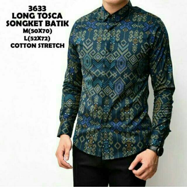 Risna Batik HRB026 kenongo kemeja hem pendek padi pekalongan M L XL MURAH KEREN bati pria wajik biru