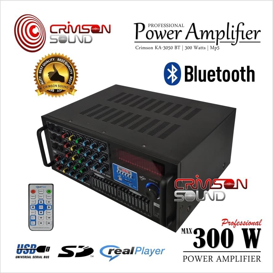 POWER AMPLIFIER BLUETOOTH EQUALIZER Mp5 300 Watts CRIMSON KA-3050