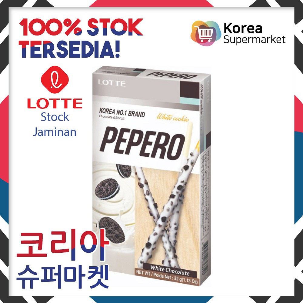 

Lotte White Cookie Pepero 32g/Biskuit Coklat Rasa Original Cookies Asli Korea