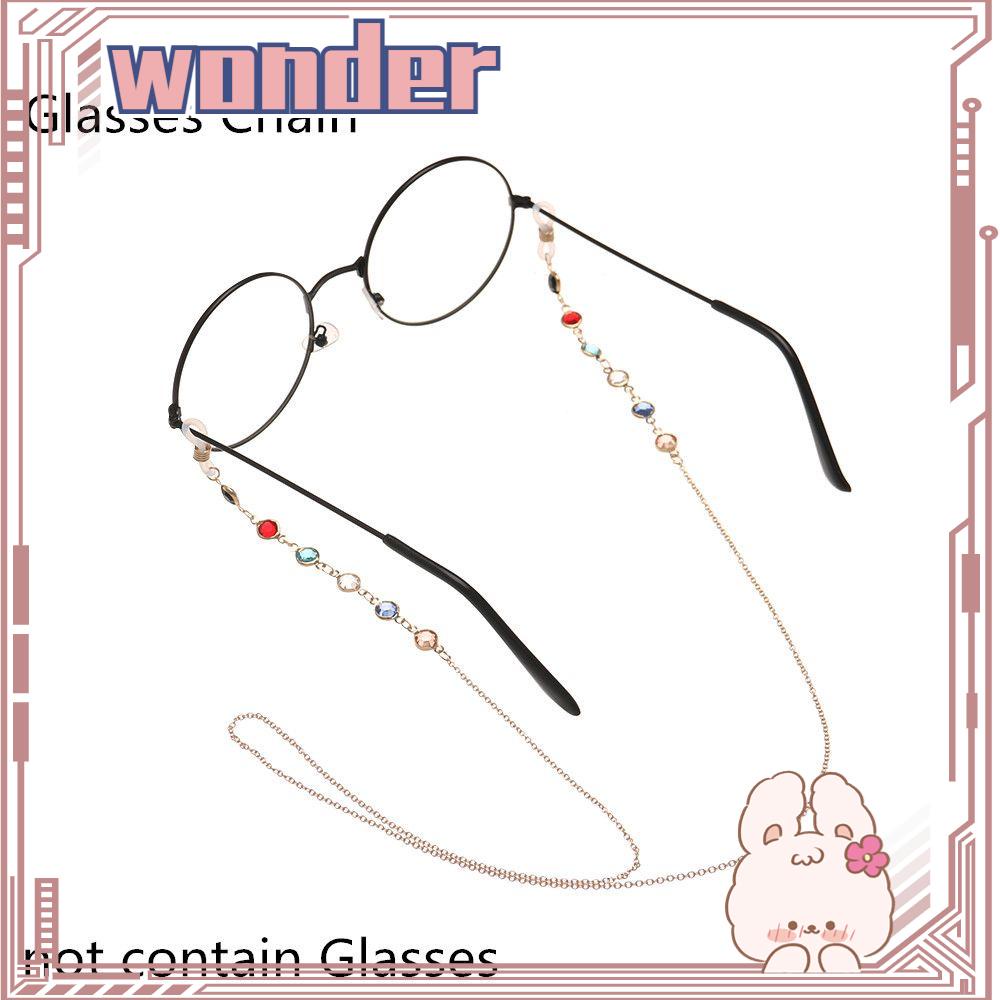 Kalung Rantai Kacamata Panjang Bahan Stainless Steel Hias Manik-Manik Kaca Warna-Warni Gaya Vintage Untuk Unisex