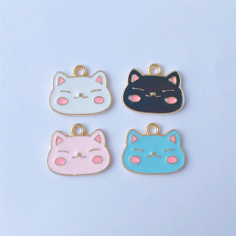 4pcs Liontin Kalung Bentuk Kucing Bahan Alloy