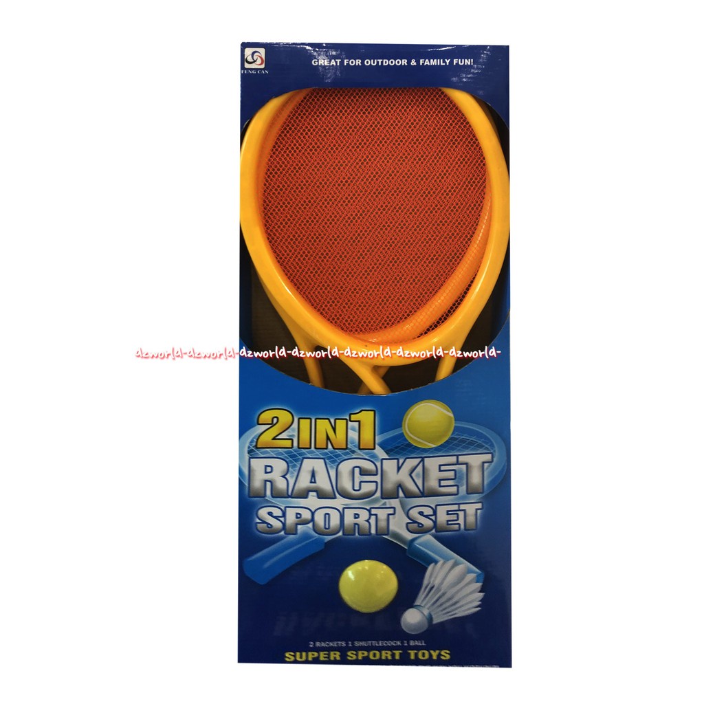 2 In 1 Racket Sport Set Raket Plastik Bening 2Pcs Bermain Bersama Keluarga