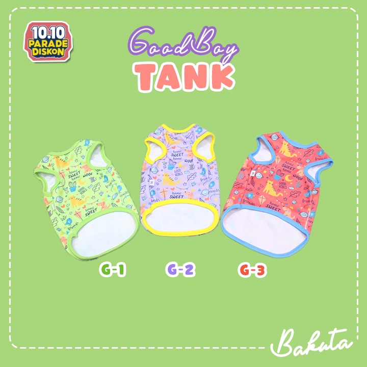 Baju Kucing Model Kaos Motif Tank GOODBOY Warna Warni (Boleh Request Kombinasi Warna) | Goodboy Tank Bakuta