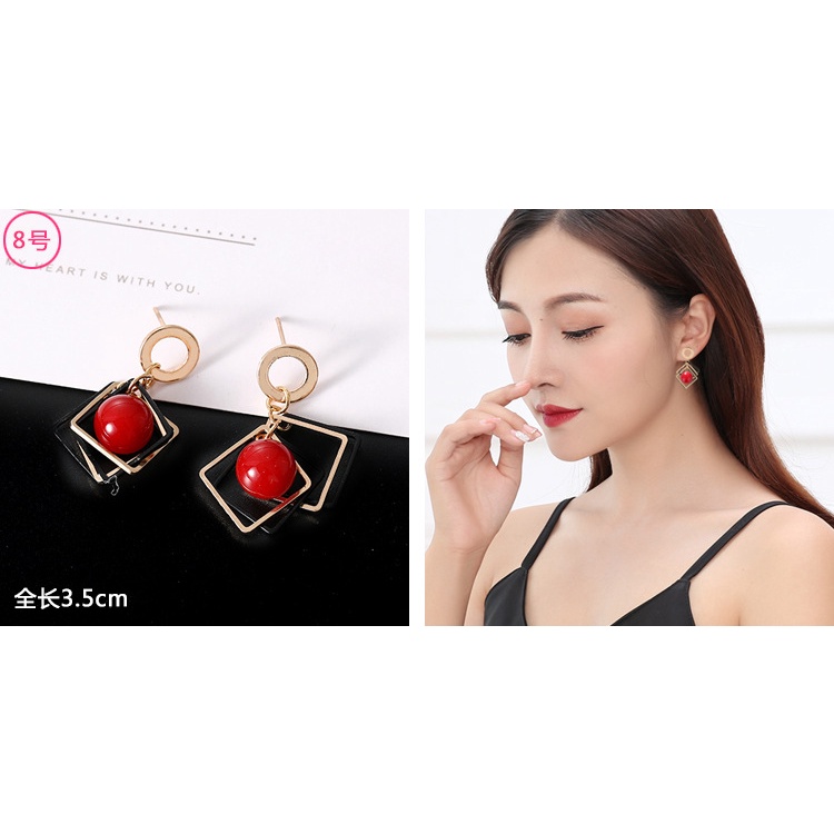 Korea all-match temperamental stud anting-anting internet influencer anting-anting wanita panjang li