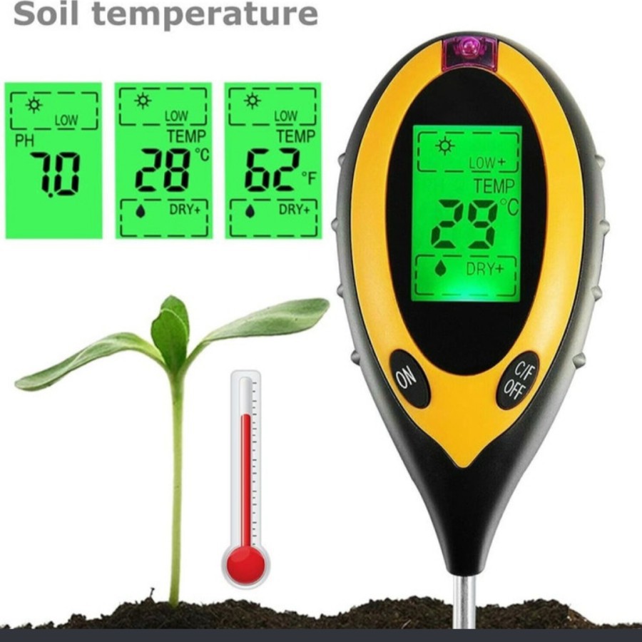 Digital soil meter tester ph tanah 4 in 1 survey garden tanaman peralatan berkebun taman serbaguna