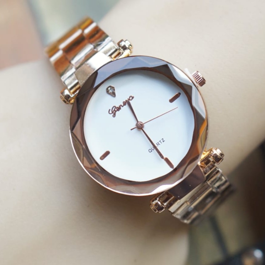 [ READY 6 WARNA ] JAM TANGAN MURAH WANITA ORIGINAL GENEVA TALI RANTAI BALOK // GN031-4