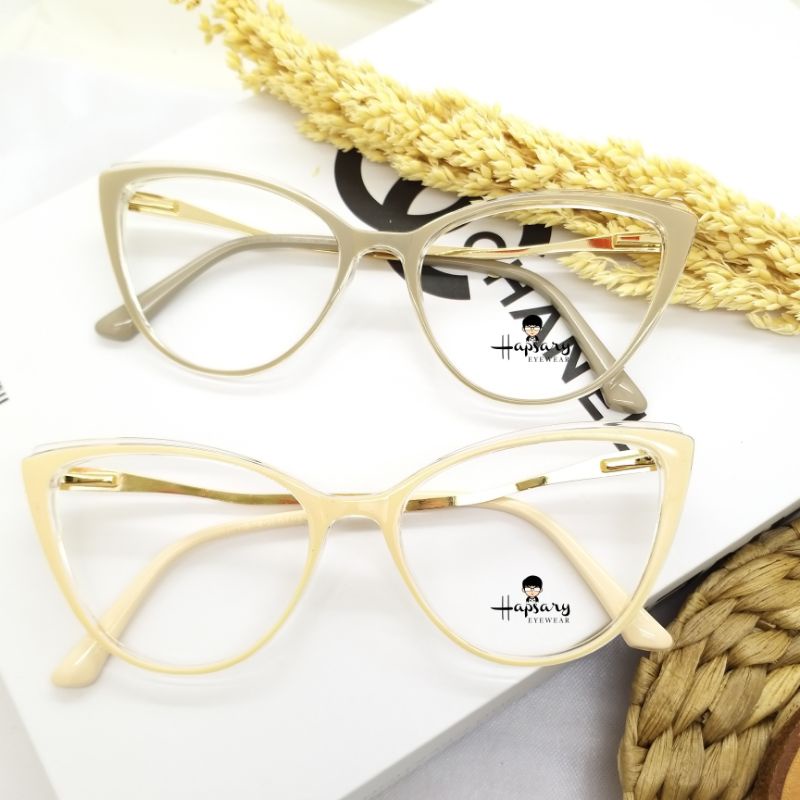 Frame Kacamata Wanita Cat Eye 7820 Lensa Photocromic Anti UV dan Anti Radiasi Minus Cylinder Dan Plus