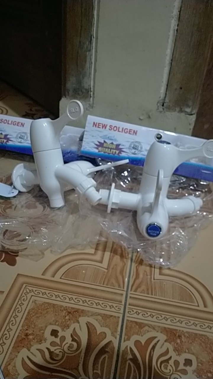 Kran Cabang Plastik Pvc Soligen S9- Keran Air Shower Double Dua Abs Faucet Dual Murah I12