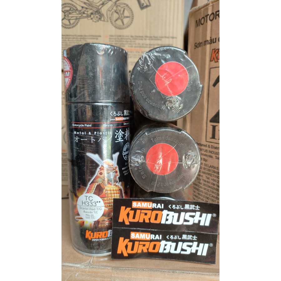 cat semprot samurai kurobushi pilok pilox samurai scarlet red t/c h333** h333 400ml merah metallic metalik