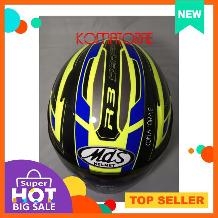 Helm Mds R3 Sport Super Fluo Yellow Blue Half Face