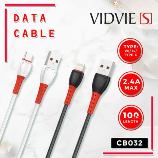 Cable Usb-A to micro usb vidvie S charge sync 2.4a 100cm cb032 cb032v v8 - Kabel data hp tab andorid 1m