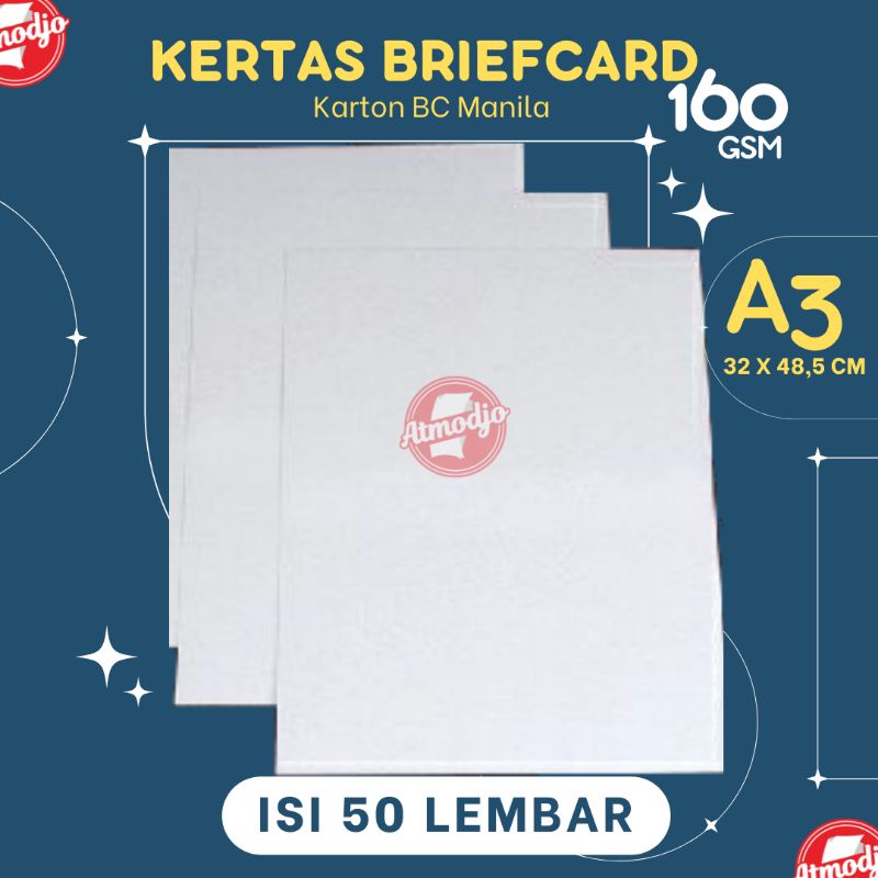 

Kertas Briefcard BC Putih 160gr A3 (50 LEMBAR) -- Kertas Gambar Manila Sketchbook Drawing Book